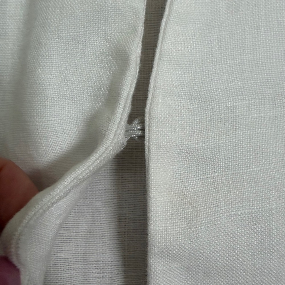 Chicos White 100% Linen 2 Piece Eyelet Embroidery Pant Set Jacket Size 0 S 4 6 - Picture 12 of 15